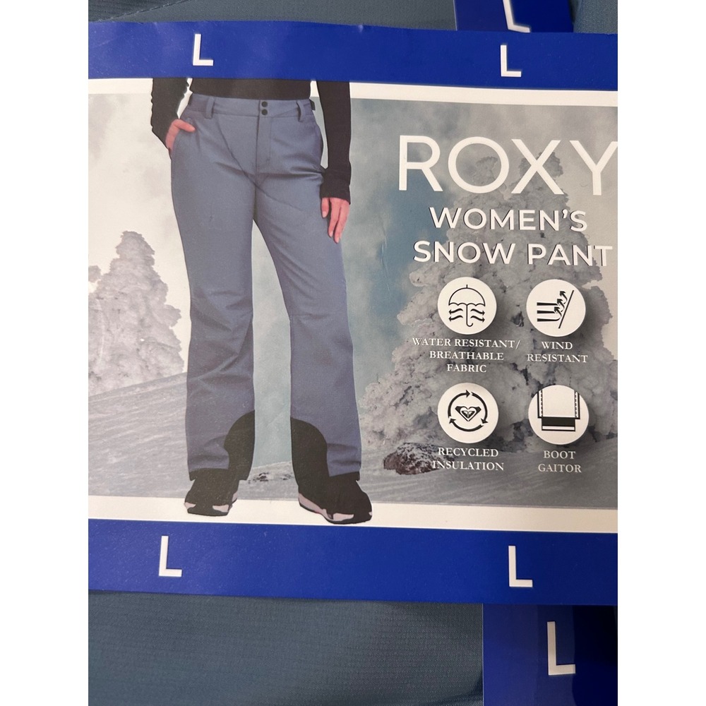 NWT Roxy Womens DryFlight 10K Snow Pants Blue Insulated Ski Snowboard Size Large